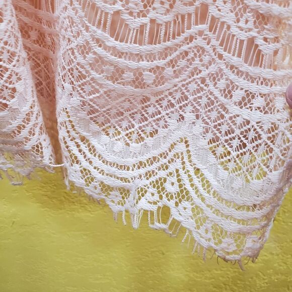 Haute monde blouse size small light pink lace tank sleeveless romantic rosette - Picture 5 of 10